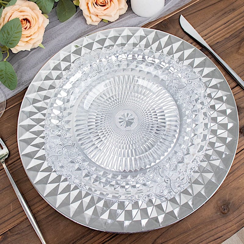 6 Metallic 13" Sparkling Diamond Disposable Dinner Serving Plates