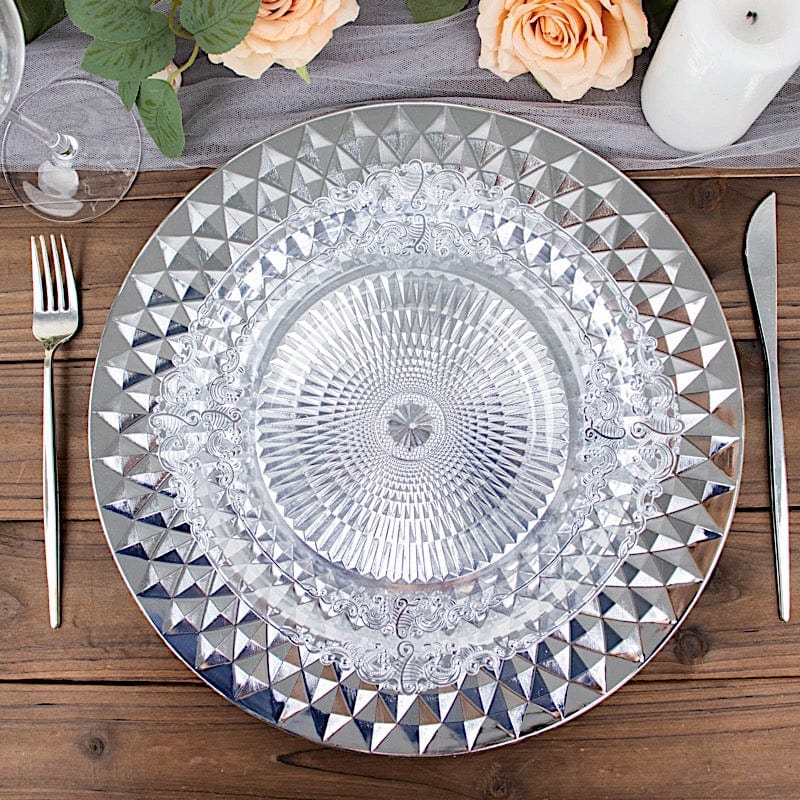 6 Metallic 13" Sparkling Diamond Disposable Dinner Serving Plates