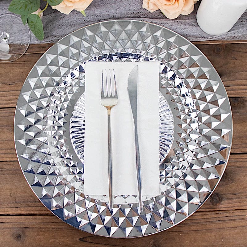 6 Metallic 13" Sparkling Diamond Disposable Dinner Serving Plates