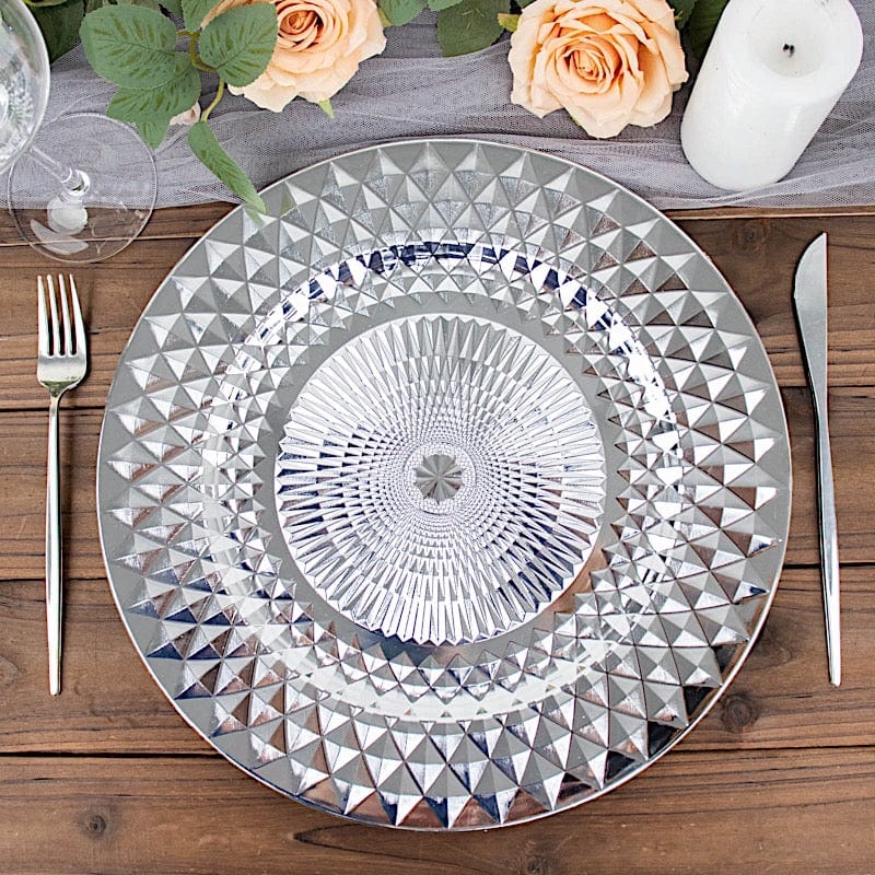 6 Metallic 13" Sparkling Diamond Disposable Dinner Serving Plates