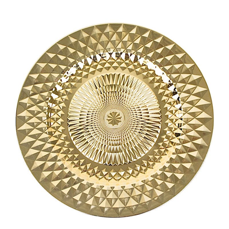6 Metallic 13" Sparkling Diamond Disposable Dinner Serving Plates CHRG_PLST0017_GOLD