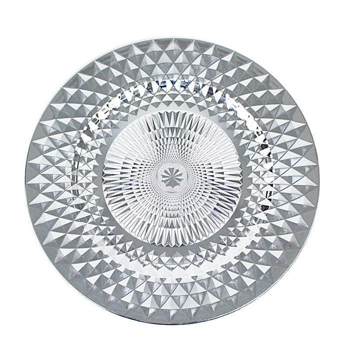 6 Metallic 13" Sparkling Diamond Disposable Dinner Serving Plates CHRG_PLST0017_SILV