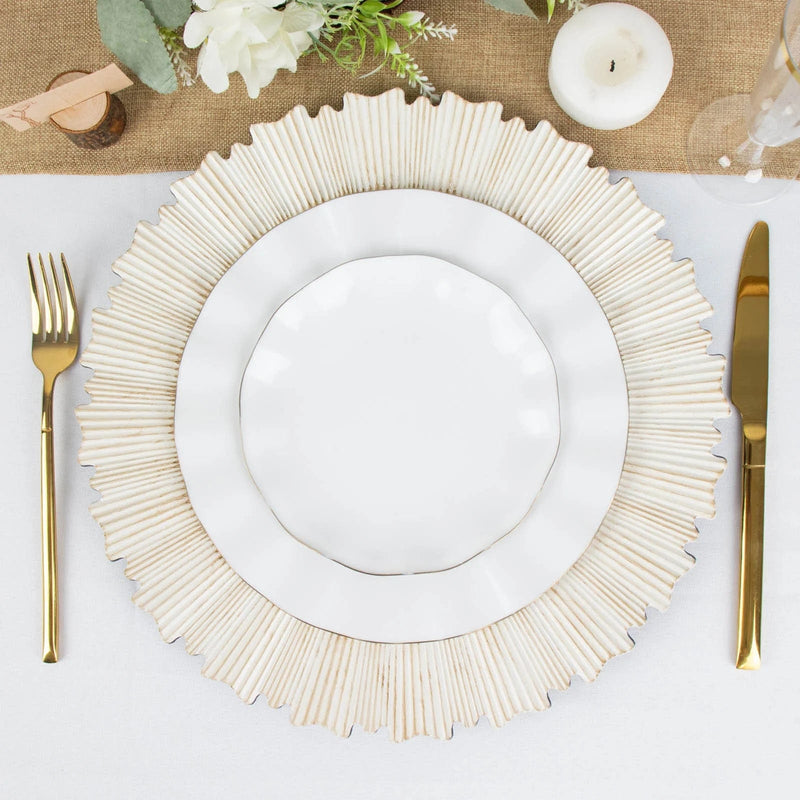 6 Metallic 13" Sunray Acrylic Plastic Charger Plates with Scalloped Edges