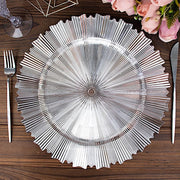 6 Metallic 13" Sunray Acrylic Plastic Charger Plates with Scalloped Edges