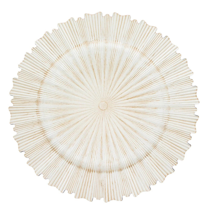 6 Metallic 13" Sunray Acrylic Plastic Charger Plates with Scalloped Edges CHRG_PLST0009_ANTQ