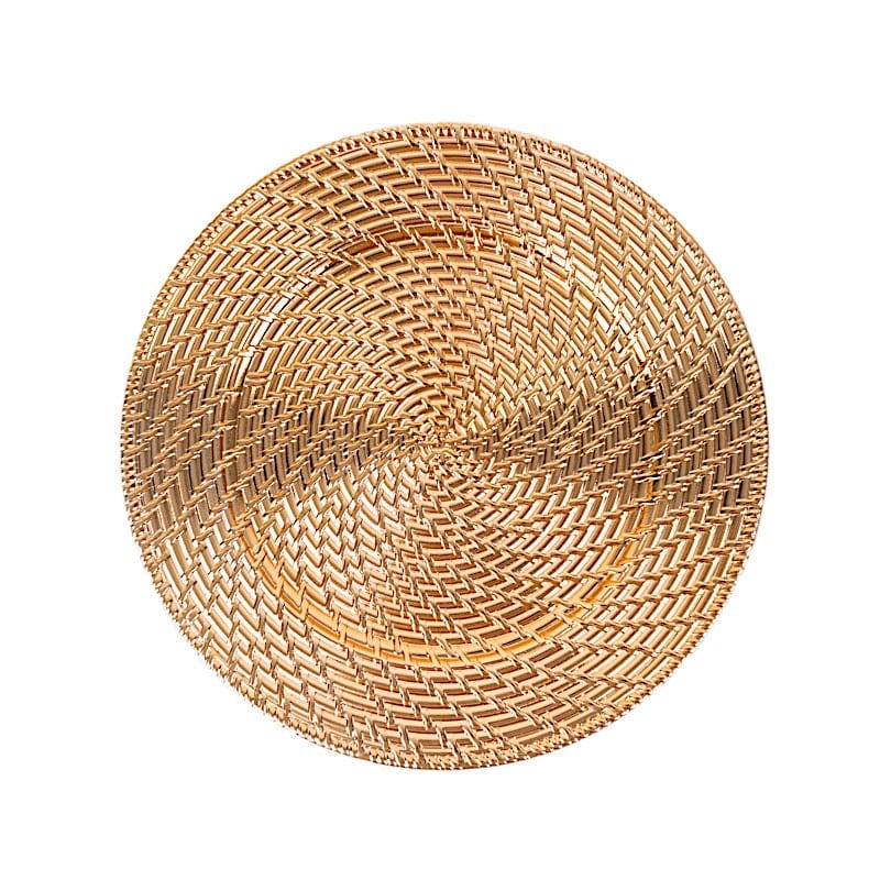 6 Metallic 13" Swirl Rattan Acrylic Charger Plates - Gold CHRG_PLST0022A_GOLD