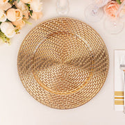 6 Metallic 13" Swirl Rattan Acrylic Charger Plates - Gold CHRG_PLST0022A_GOLD