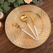 6 Metallic 13" Swirl Rattan Acrylic Charger Plates - Gold CHRG_PLST0022A_GOLD