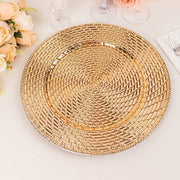 6 Metallic 13" Swirl Rattan Acrylic Charger Plates - Gold CHRG_PLST0022A_GOLD