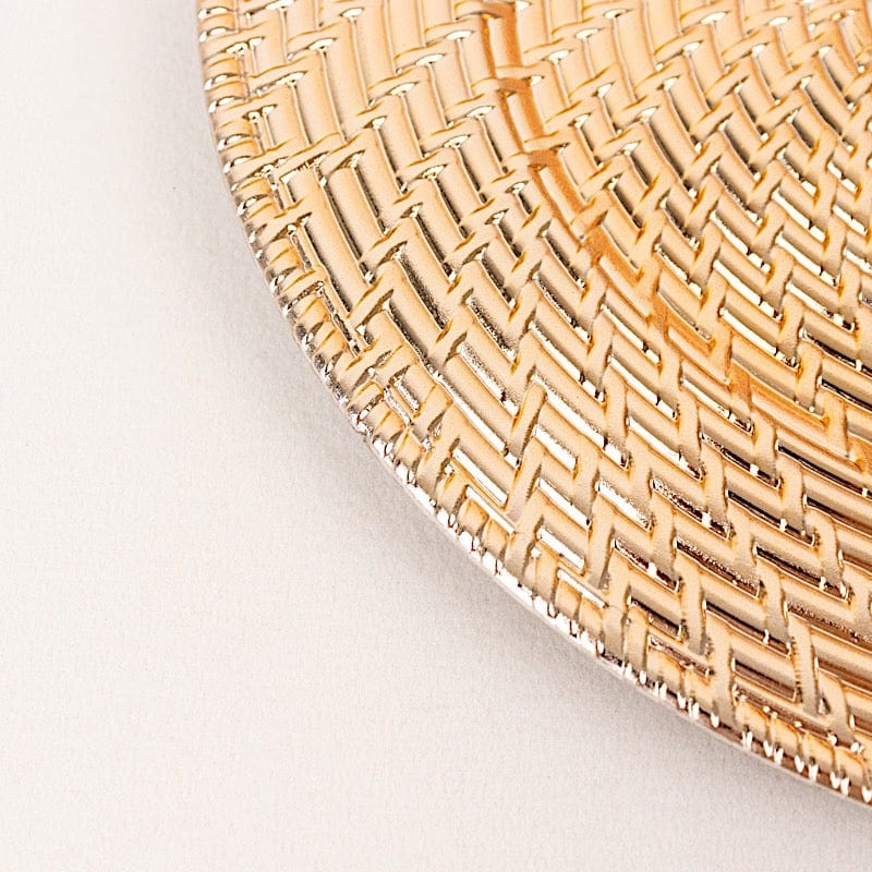 6 Metallic 13" Swirl Rattan Acrylic Charger Plates - Gold CHRG_PLST0022A_GOLD