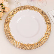 6 Metallic 13" Swirl Rattan Acrylic Charger Plates - Gold CHRG_PLST0022A_GOLD