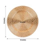 6 Metallic 13" Swirl Rattan Acrylic Charger Plates - Gold CHRG_PLST0022A_GOLD