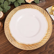 6 Metallic 13" Swirl Rattan Acrylic Charger Plates - Gold CHRG_PLST0022A_GOLD