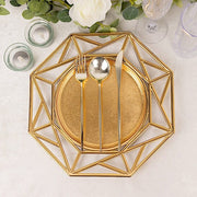 6 Octagon 13" Metallic Acrylic Plastic Charger Plates with Hollow Geometric Rim CHRG_PLST0039_GOLD