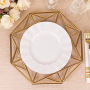 6 Octagon 13" Metallic Acrylic Plastic Charger Plates with Hollow Geometric Rim CHRG_PLST0039_GOLD