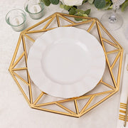 6 Octagon 13" Metallic Acrylic Plastic Charger Plates with Hollow Geometric Rim CHRG_PLST0039_GOLD