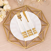 6 Octagon 13" Metallic Acrylic Plastic Charger Plates with Hollow Geometric Rim CHRG_PLST0039_GOLD