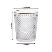 6 pack 11 oz Tumbler Glasses Hobnail Design with Gold Rim - Clear GLAS_CUCT003_11_CLGD