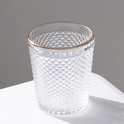 6 pack 11 oz Tumbler Glasses Hobnail Design with Gold Rim - Clear GLAS_CUCT003_11_CLGD