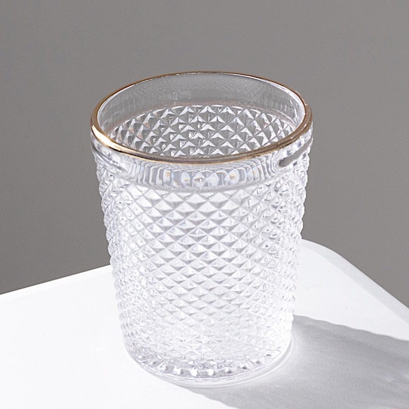 6 pack 11 oz Tumbler Glasses Hobnail Design with Gold Rim - Clear GLAS_CUCT003_11_CLGD