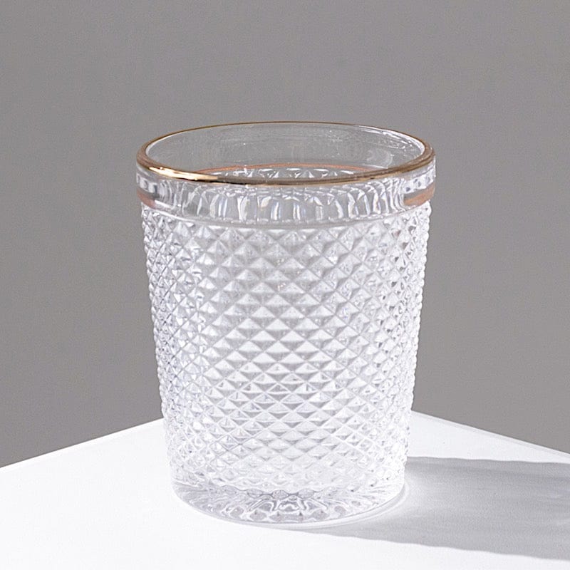 6 pack 11 oz Tumbler Glasses Hobnail Design with Gold Rim - Clear GLAS_CUCT003_11_CLGD