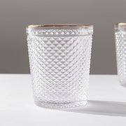 6 pack 11 oz Tumbler Glasses Hobnail Design with Gold Rim - Clear GLAS_CUCT003_11_CLGD