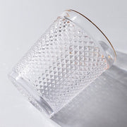 6 pack 11 oz Tumbler Glasses Hobnail Design with Gold Rim - Clear GLAS_CUCT003_11_CLGD