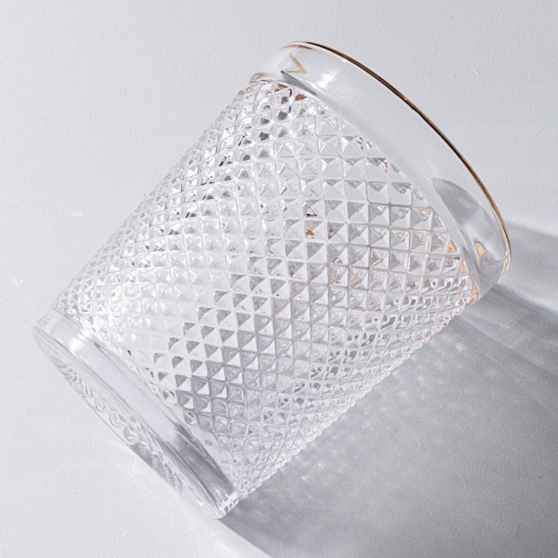 6 pack 11 oz Tumbler Glasses Hobnail Design with Gold Rim - Clear GLAS_CUCT003_11_CLGD