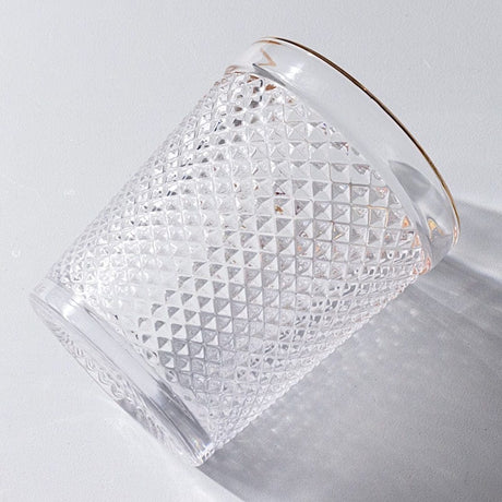 6 pack 11 oz Tumbler Glasses Hobnail Design with Gold Rim - Clear GLAS_CUCT003_11_CLGD