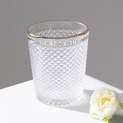6 pack 11 oz Tumbler Glasses Hobnail Design with Gold Rim - Clear GLAS_CUCT003_11_CLGD