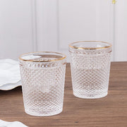 6 pack 11 oz Tumbler Glasses Hobnail Design with Gold Rim - Clear GLAS_CUCT003_11_CLGD