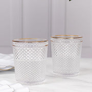 6 pack 11 oz Tumbler Glasses Hobnail Design with Gold Rim - Clear GLAS_CUCT003_11_CLGD