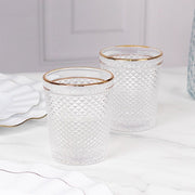 6 pack 11 oz Tumbler Glasses Hobnail Design with Gold Rim - Clear GLAS_CUCT003_11_CLGD