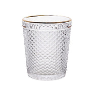 6 pack 11 oz Tumbler Glasses Hobnail Design with Gold Rim - Clear GLAS_CUCT003_11_CLGD