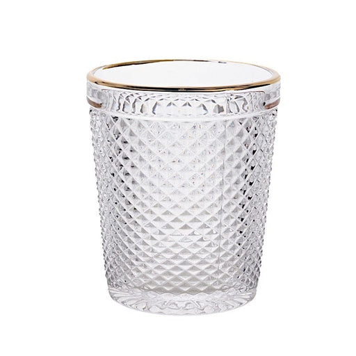 6 pack 11 oz Tumbler Glasses Hobnail Design with Gold Rim - Clear GLAS_CUCT003_11_CLGD
