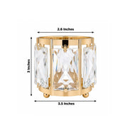 6 Pack 3" Votive Candle Holders with Faceted Crystal Pendant Panels - Gold CHDLR_CAND_042L_3_GOLD