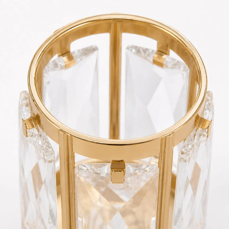 6 Pack 5" Votive Candle Holders with Faceted Crystal Pendant Panels - Gold CHDLR_CAND_042L_5_GOLD