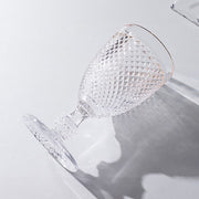 6 pack 8 oz Glass Wine Goblets with Gold Rim and Embossed Diamond Pattern - Clear GLAS_CUWN003_8_CLGD