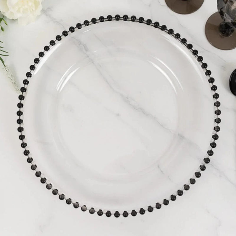 6 pcs 13" Round Beaded Rim Charger Plates