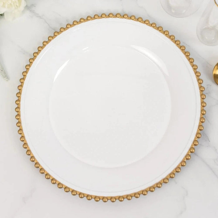 6 pcs 13" Round Beaded Rim Charger Plates