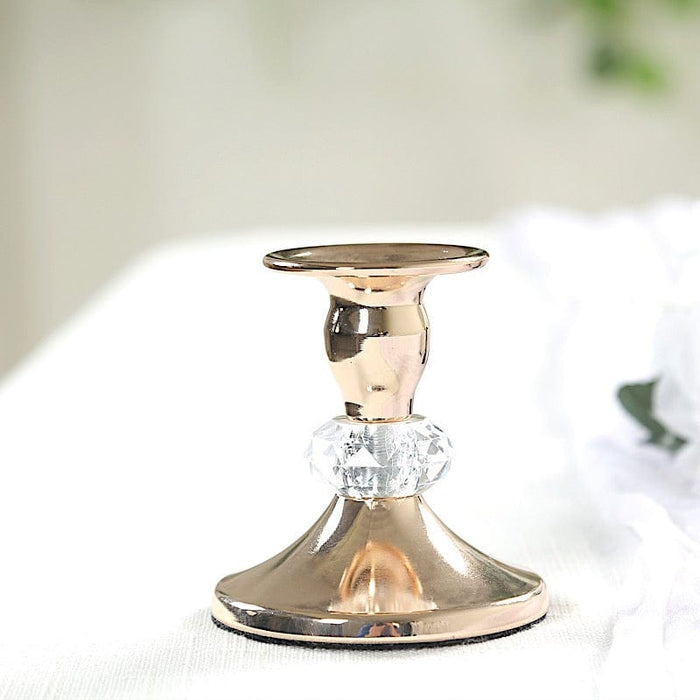 6 Pack Metal 3.5" Taper Candle Holders with Crystal Ball - Gold CAND_HOLD_TP011_3_GOLD