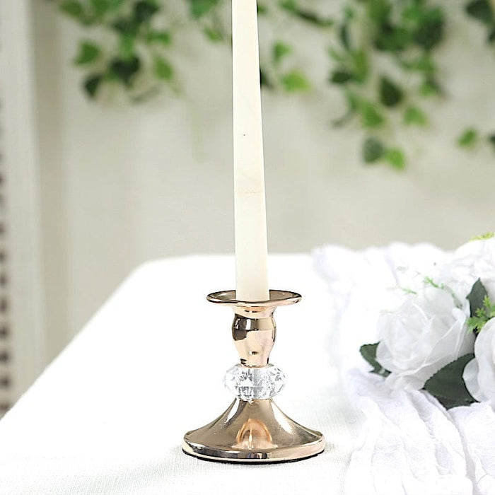 6 Pack Metal 3.5" Taper Candle Holders with Crystal Ball - Gold CAND_HOLD_TP011_3_GOLD