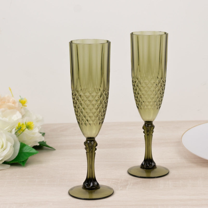 6 pcs 8 oz Crystal Plastic Champagne Flute Glasses - Disposable Tableware