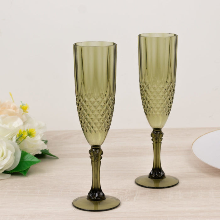 6 pcs 8 oz Crystal Plastic Champagne Flute Glasses - Disposable Tableware