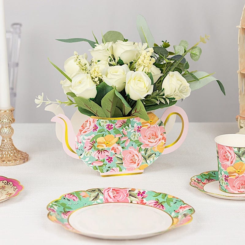 6 Paper Teapot Favor Boxes with Vintage Floral Design - Assorted BOX_3X3_TEA04_MIX