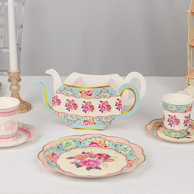 6 Paper Teapot Favor Boxes with Vintage Floral Design - Assorted BOX_3X3_TEA04_MIX