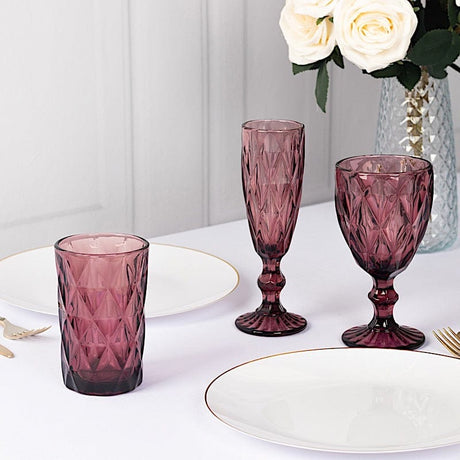 6 pcs 12 oz Crystal Cut Whiskey Glasses - Disposable Tableware
