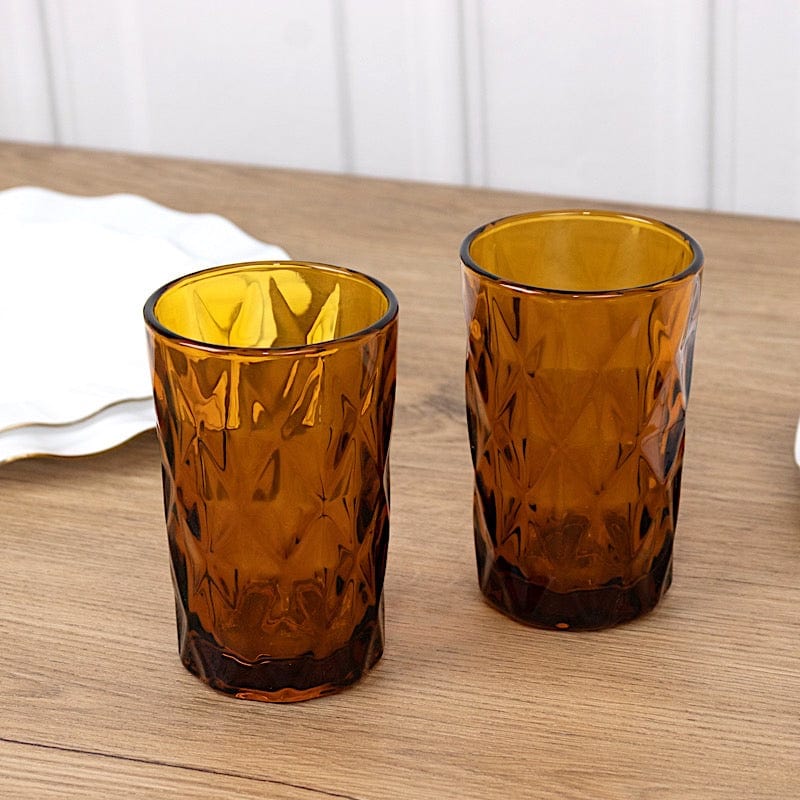 6 pcs 12 oz Crystal Cut Whiskey Glasses - Disposable Tableware
