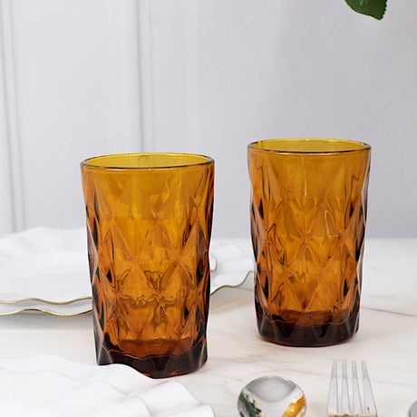 6 pcs 12 oz Crystal Cut Whiskey Glasses - Disposable Tableware