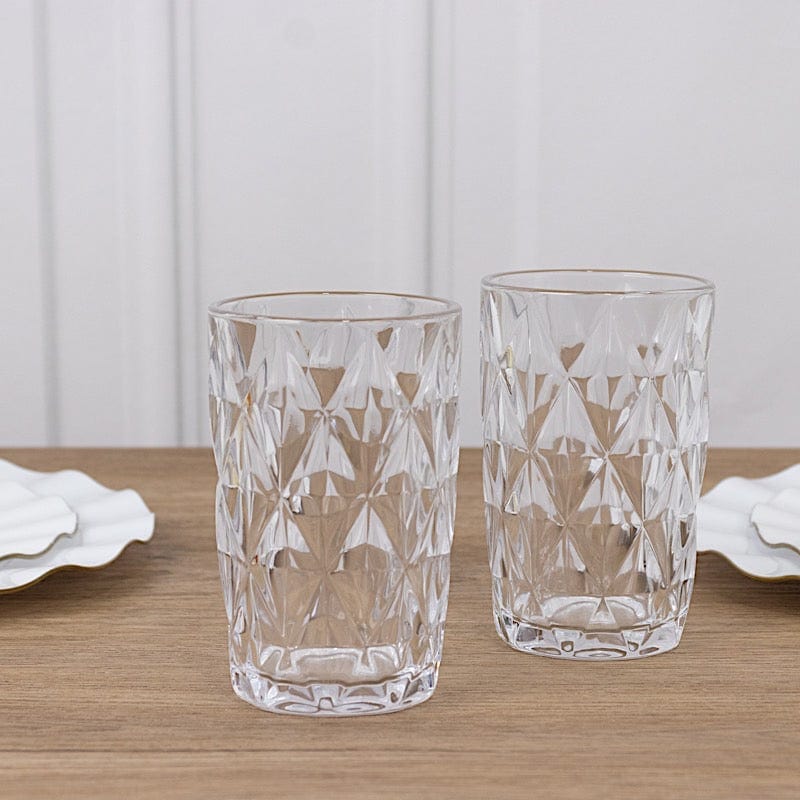 6 pcs 12 oz Crystal Cut Whiskey Glasses - Disposable Tableware